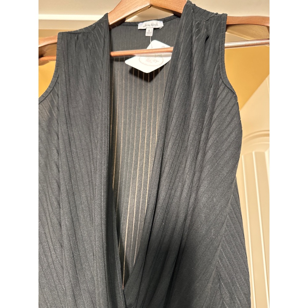 Day Into Night Bodysuit Black Ribbed Wrap V-Neck Sleeveless S, NWT Closet Staple - Picture 6 of 7